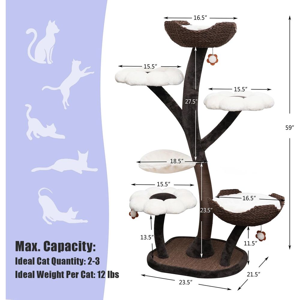 59 Lower-Level Cat Tree with W - Cat Scratching Post incelemesi ve fiyatı