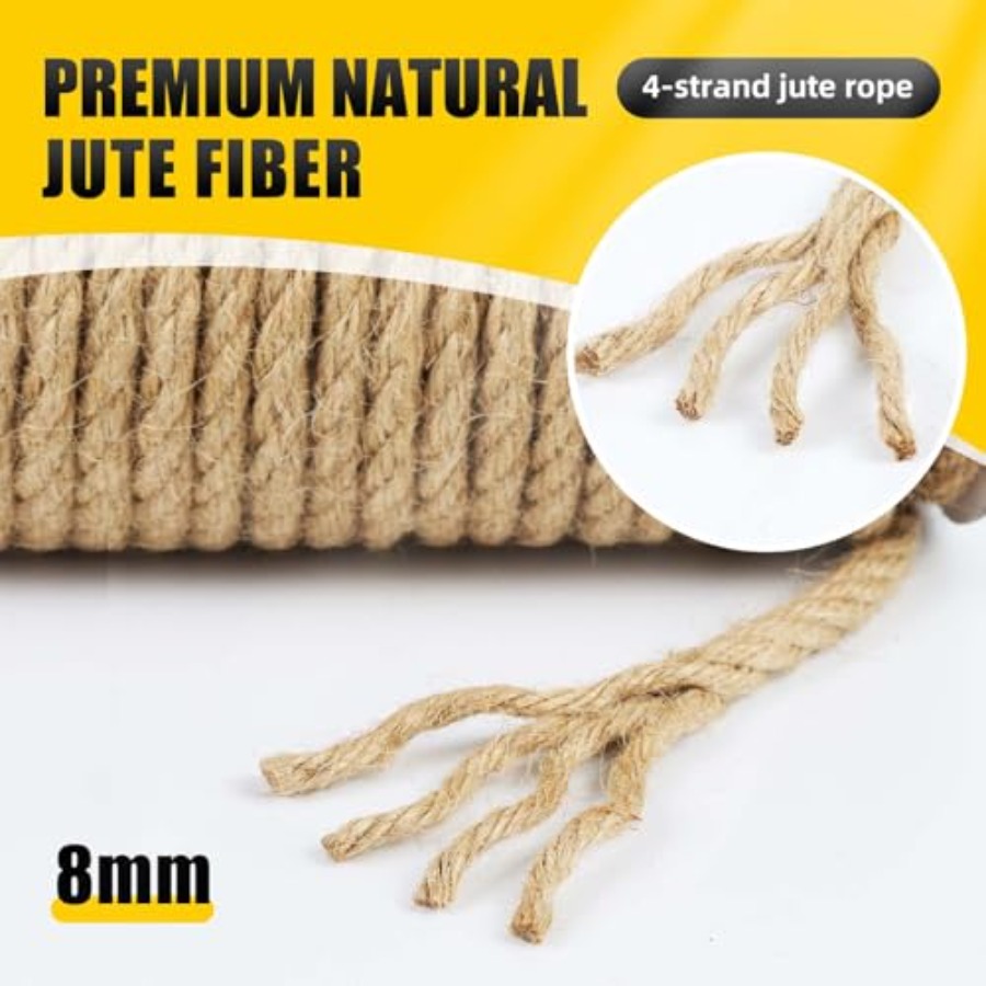 Natural Jute Twine 8MM x 50FT  - Cat Scratching Post incelemesi ve fiyatı