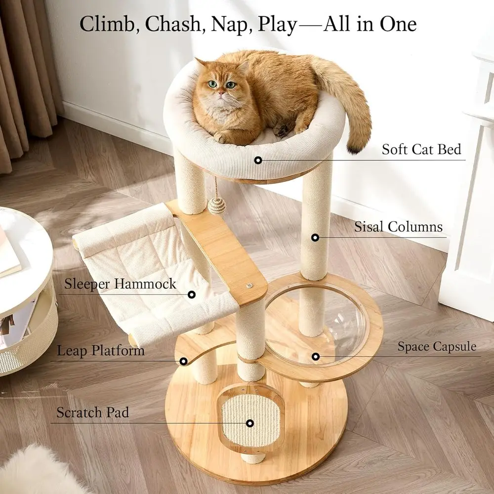 49 Tall Wooden Cat Tree with S - Cat Scratching Post incelemesi ve fiyatı