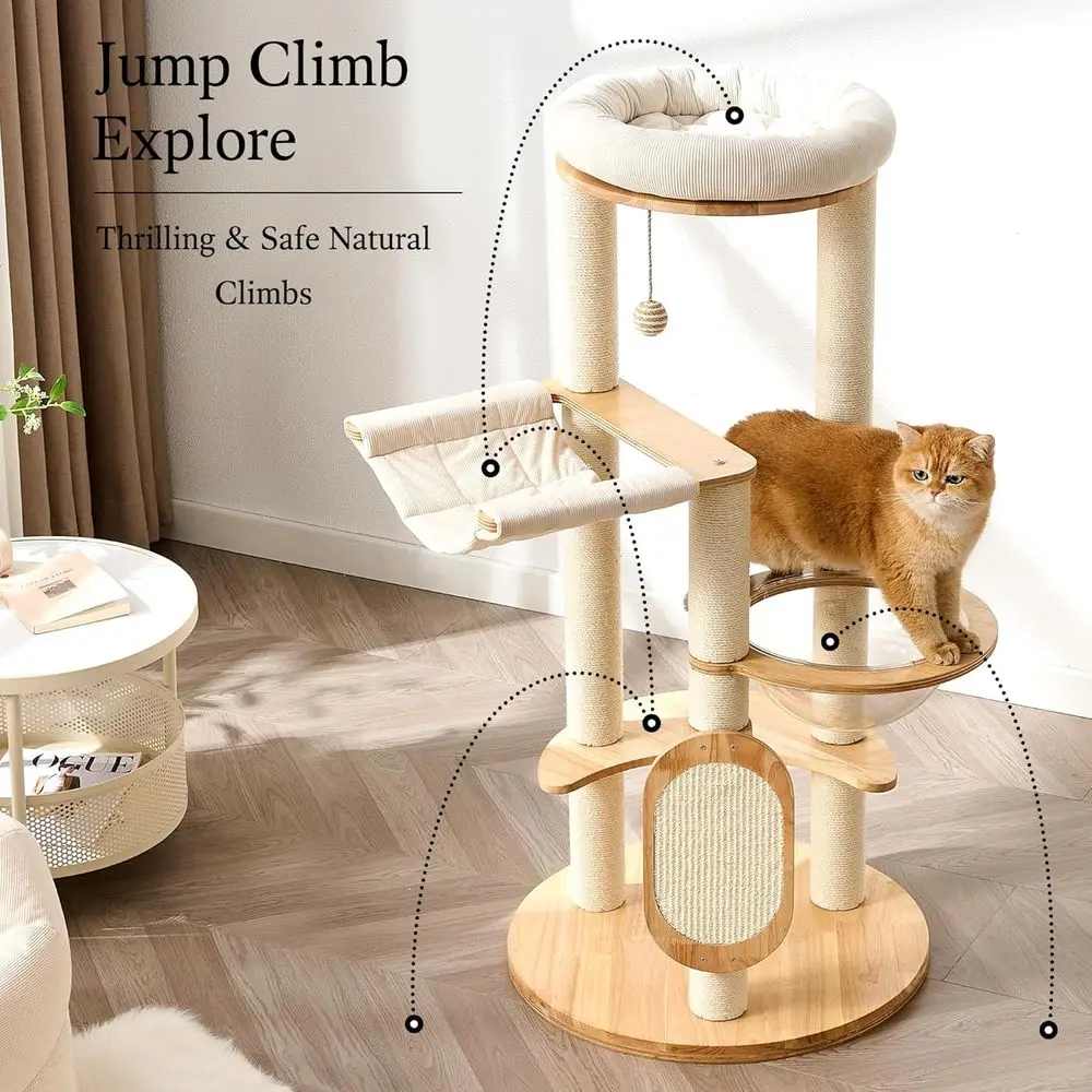 49 Tall Wooden Cat Tree with S - Cat Scratching Post incelemesi ve fiyatı