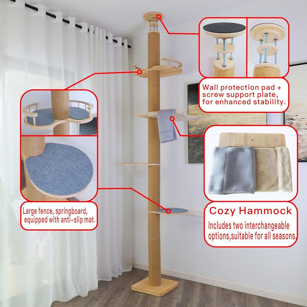 loor-to-Ceiling Cat Tree with  - Cat Scratching Post incelemesi ve fiyatı