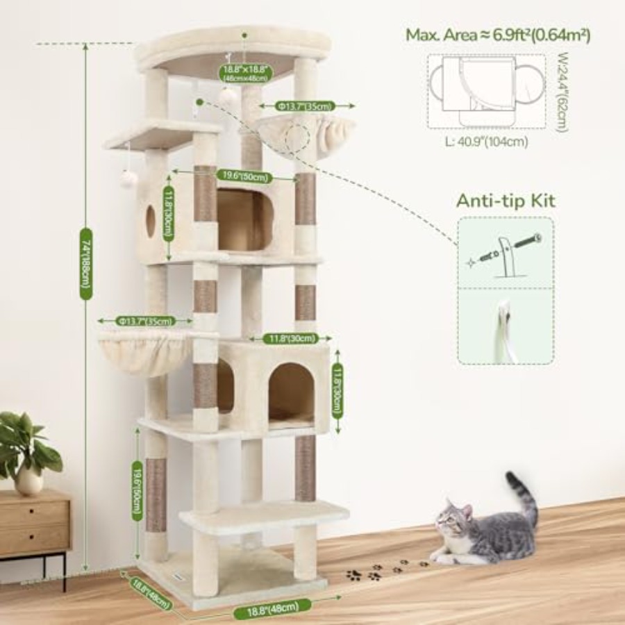 Heavy Duty Cat Tree 74in Sturd - Cat Scratching Post incelemesi ve fiyatı
