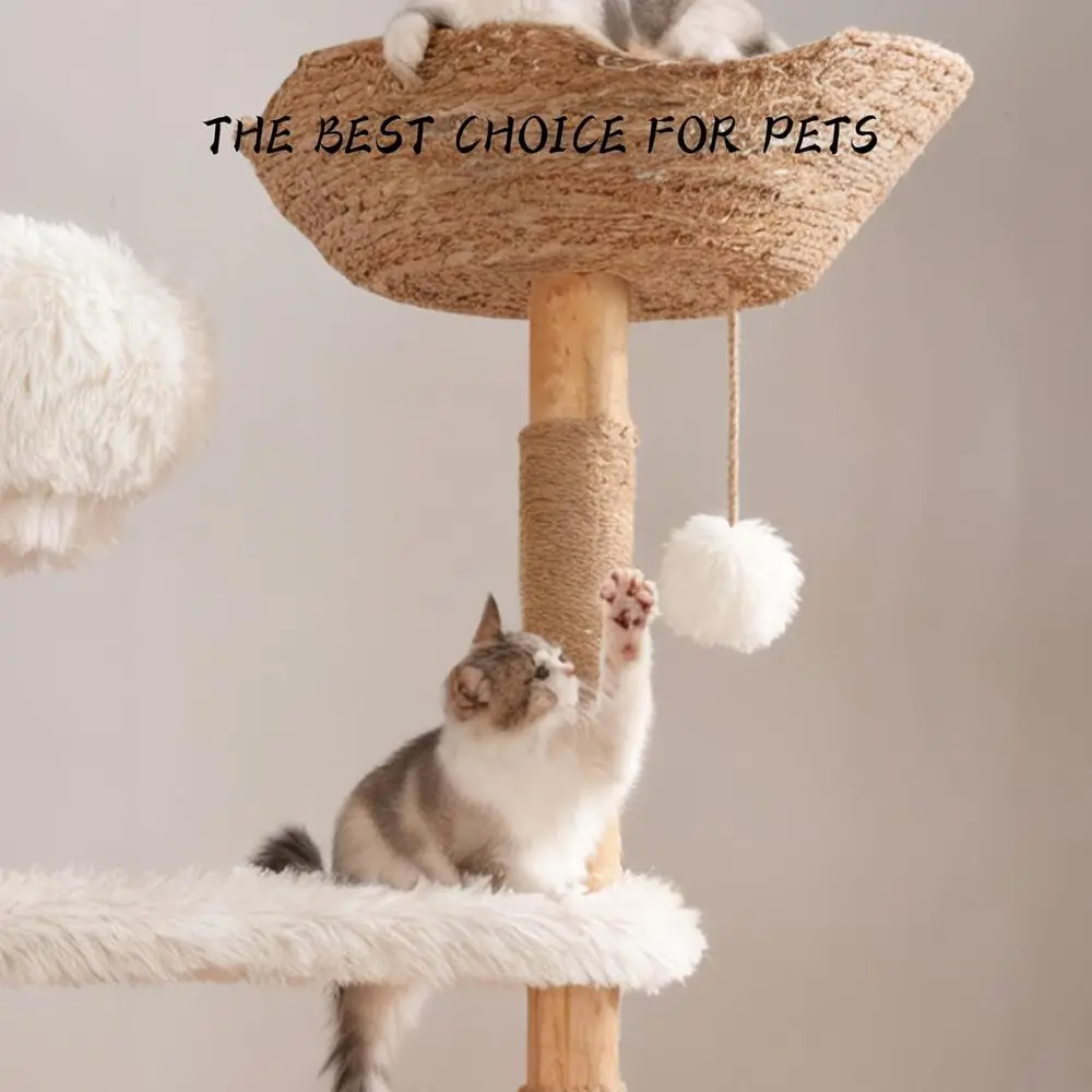 Natural Wooden Cat Tower with  - Cat Scratching Post incelemesi ve fiyatı