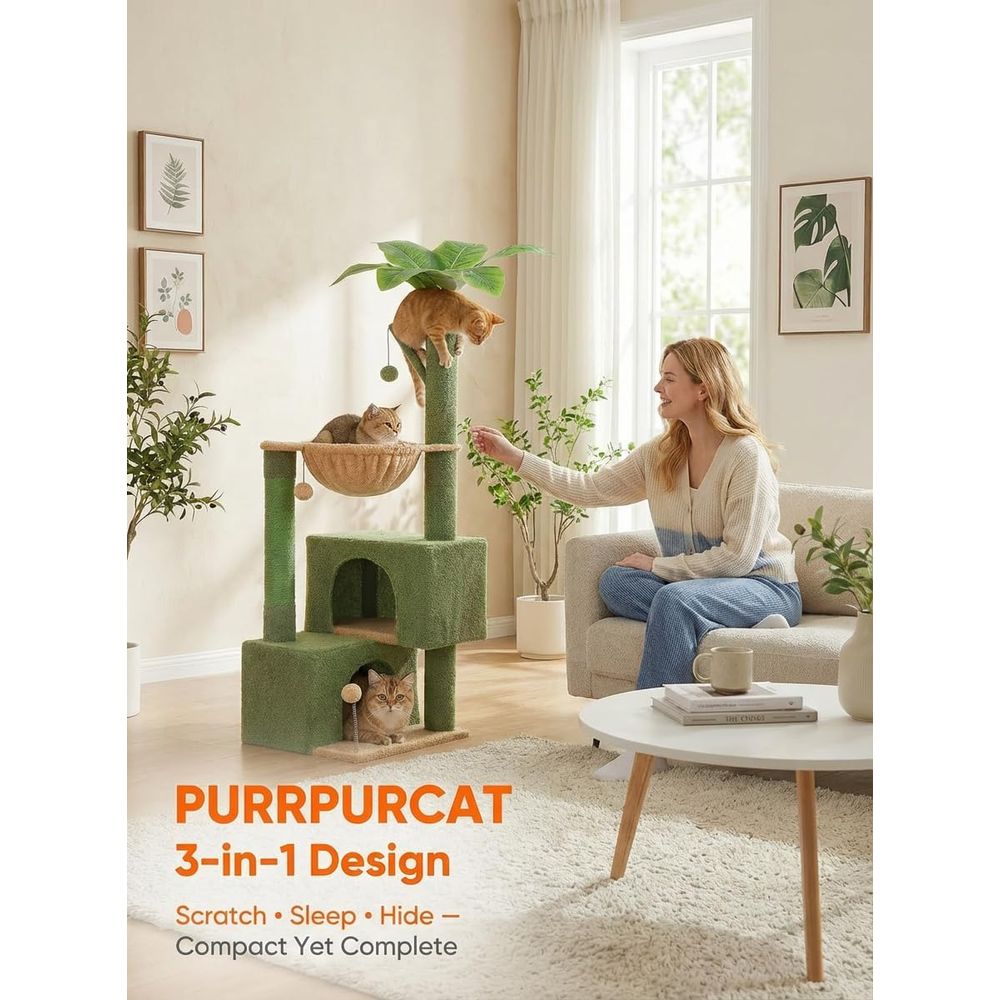 45 Green Cat Tower with 2 Cond - Cat Scratching Post incelemesi ve fiyatı