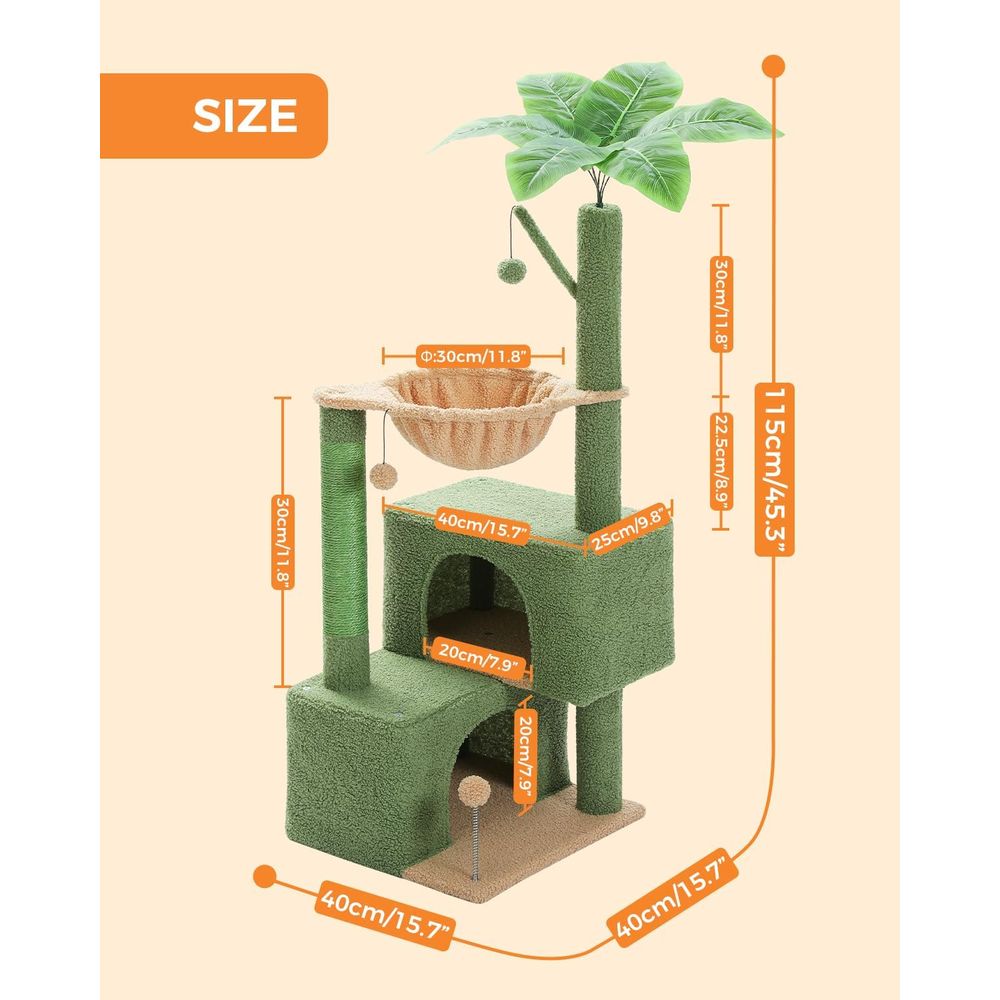 45 Green Cat Tower with 2 Cond - Cat Scratching Post incelemesi ve fiyatı